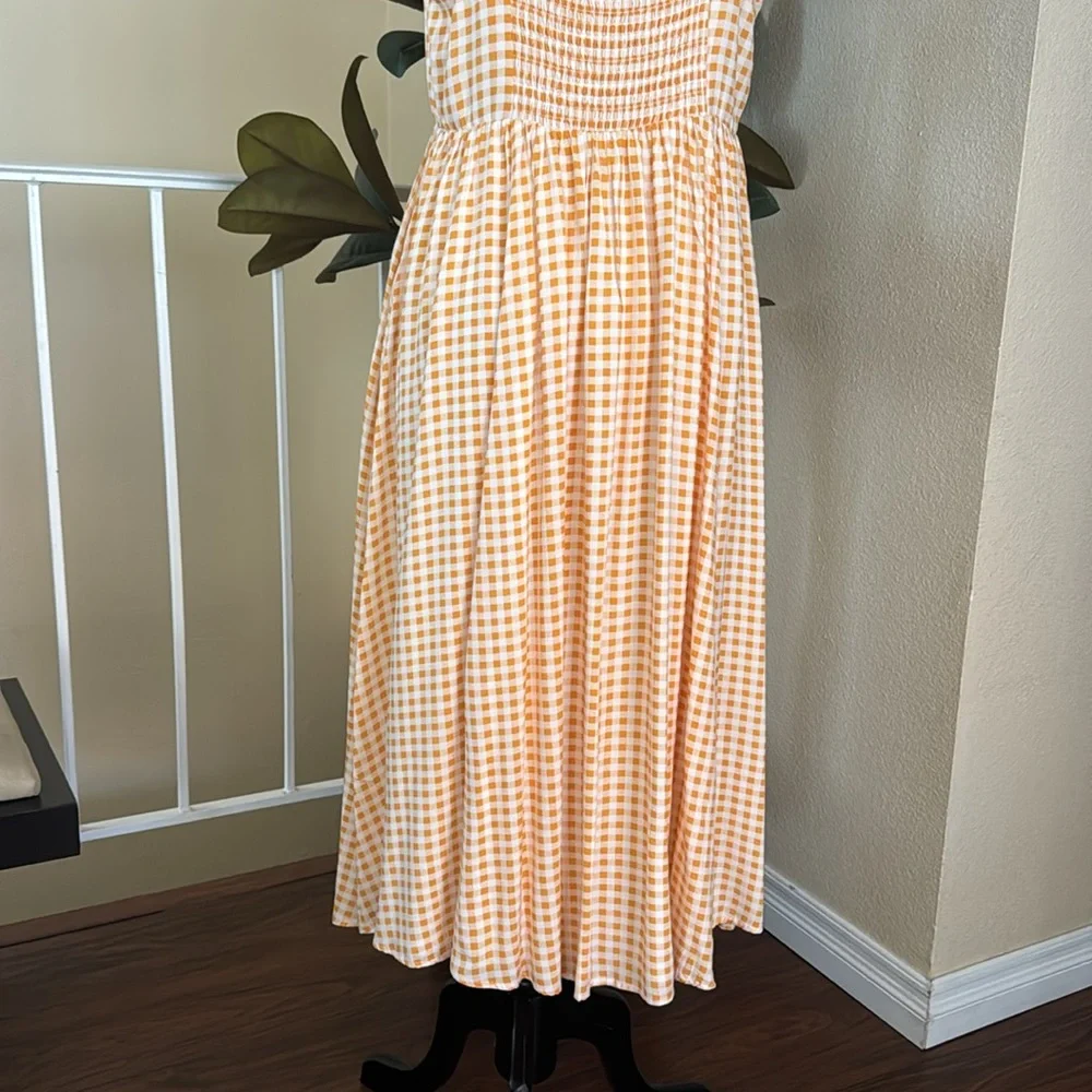 Torrid Midi Challis Skater Yellow Plaid Dress 0/L US 12 - Picture 11 of 16